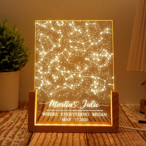 Personalized Star Map Night Light, Constellation Chart Lamp, Night Sky by Date, Valentine's Day Gifts, Anniversary Gifts, Gifts for Couples