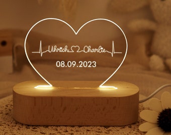 Custom Name Night Light,Personalized Couple Night Light,LED Heart Lamp,Anniversary Gift,Engagement Gift for Her,Valentine's Day Gift for Him