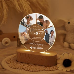 Custom Couple Photo Collage Lamp,Personalized Song Code Night Light,Music Lover Keepsake,Newlyweds Gift Home Decor,Wedding Anniversary Gifts