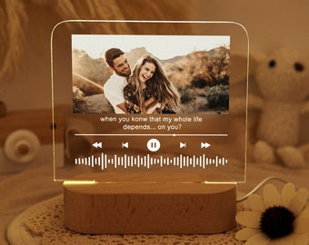 Personalized Photo Night Light,Custom Music Code Light,Your Favorite Song,Gift for Her/Him,Couples Gift,QR Code Light,Valentines Day Gift