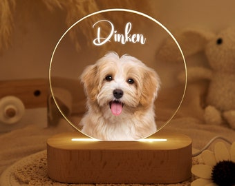 Custom Pet Photo Night Light,Personalized Dog Night Lamp with Photo and Name,Cat Picture Night Lamp,Pet Memorial Gift,Birthday Gift for Her