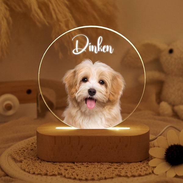 Custom Pet Photo Night Light,Personalized Dog Night Lamp with Photo and Name,Cat Picture Night Lamp,Pet Memorial Gift,Birthday Gift for Her