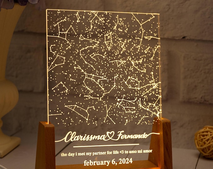 Personalized Star Map By Date,Constellation Chart Lamp,Engagement Gift,10th Anniversary Gift For Wife husband,Wedding Keepsake For Couple