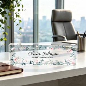 Desk Plaque,Personalized Acrylic Desk Name Plate,Teacher Office Decor,Coworker New Job Gift,Thank You Teacher Keepsake,Back To School Gifts