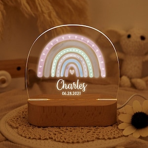 Rainbow Night Light, Baby Name Night Light, Night Light for Baby, Toddler Lamp, Baby Girl Light, Birthday Gift for Kids, Baby Bedroom Decor