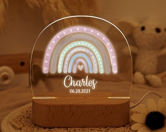 Personalized Rainbow Night Light,Childrens LED Night Lamp,Custom Name Night Lamp,Bedroom Decor Lamp,Toddler Gift,Birthday Gifts for Kids