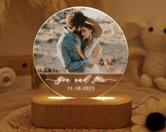 Custom Photo Night Light,Personalized Picture Night Lamp,Bedroom Lamp,Anniversary Gift,Engagement Gifts for Couple,Birthday Gift for Her