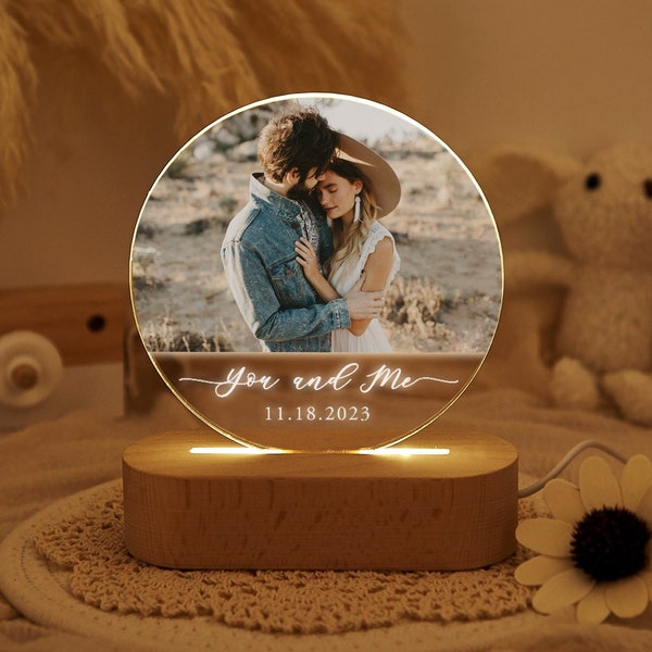 Custom Photo Night Light,Personalized Picture Night Lamp,Bedroom Lamp,Anniversary Gift,Engagement Gifts for Couple,Birthday Gift for Her