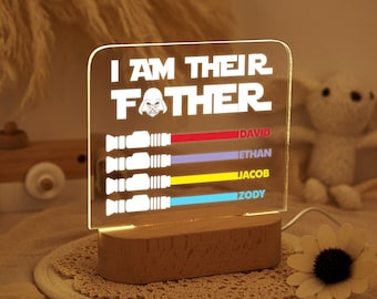I Am Their Father Sign,Fathers Day Gift,Personalized Gift for Dad,Custom Lightsaber Night light,Birthday Gift for Dad,Bedroom Night Lamp
