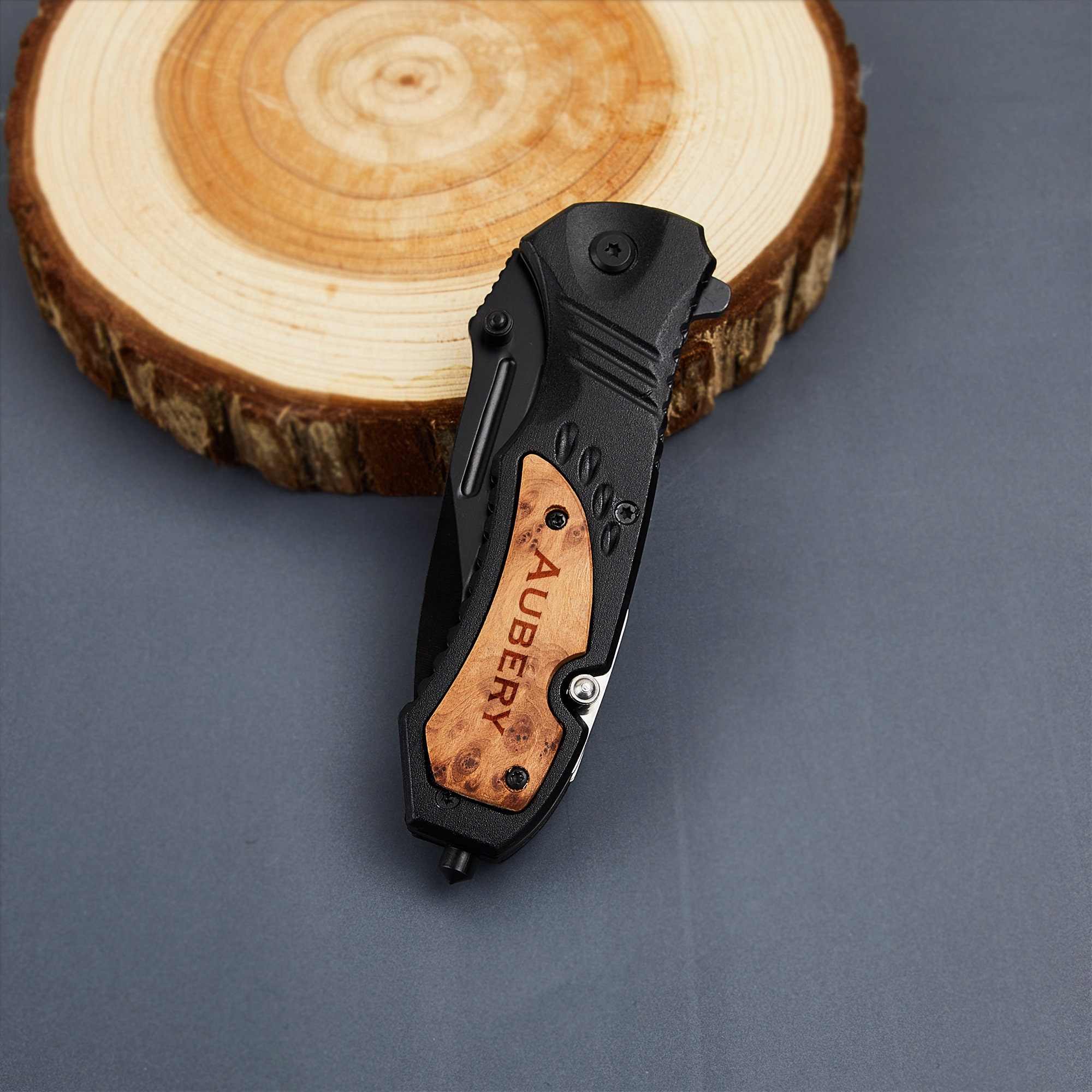 Personalized Name Pocket Knife,engraved Name Unique Gift,wood Handle