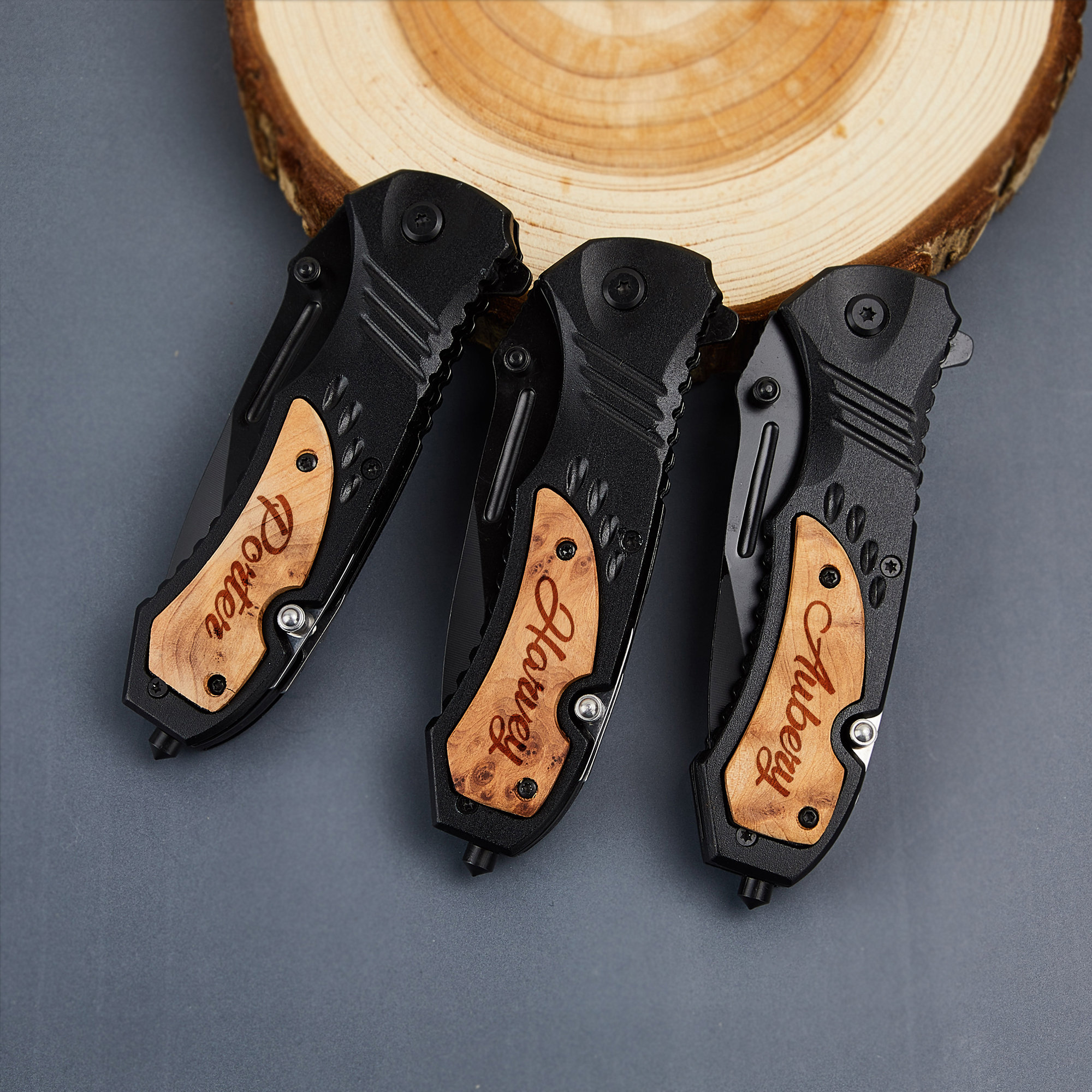 Personalized Name Pocket Knife,engraved Name Unique Gift,wood Handle