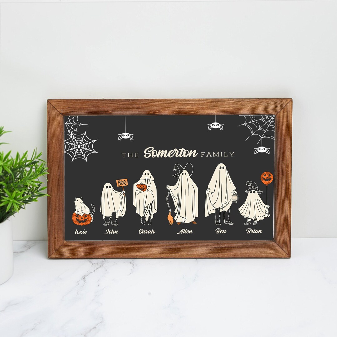 Halloween Ghost Family With Pets Custom Family Portrait - Etsy