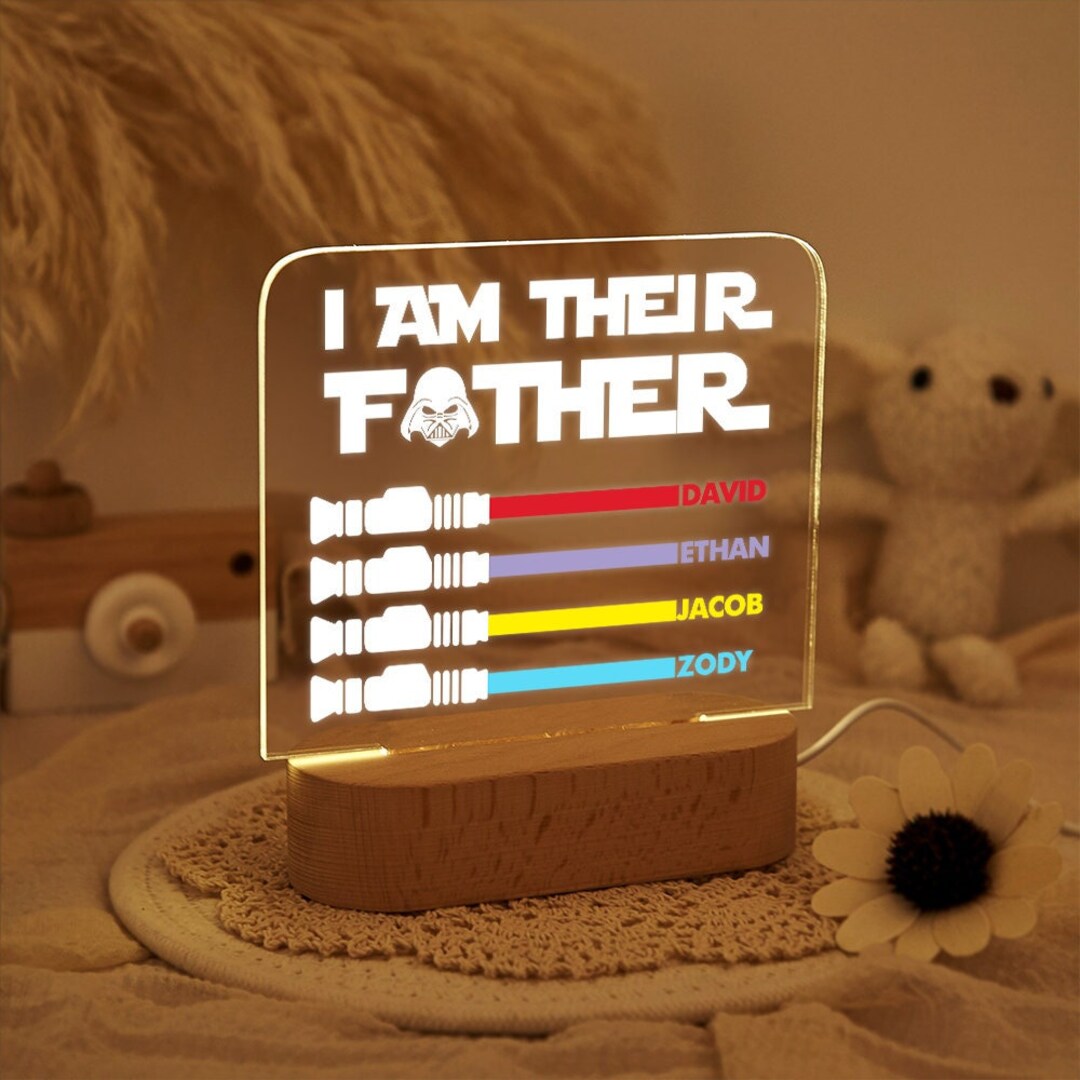 I Am Their Father Sign,fathers Day Gift,personalized Gift for Dad,custom Lightsaber Night Light