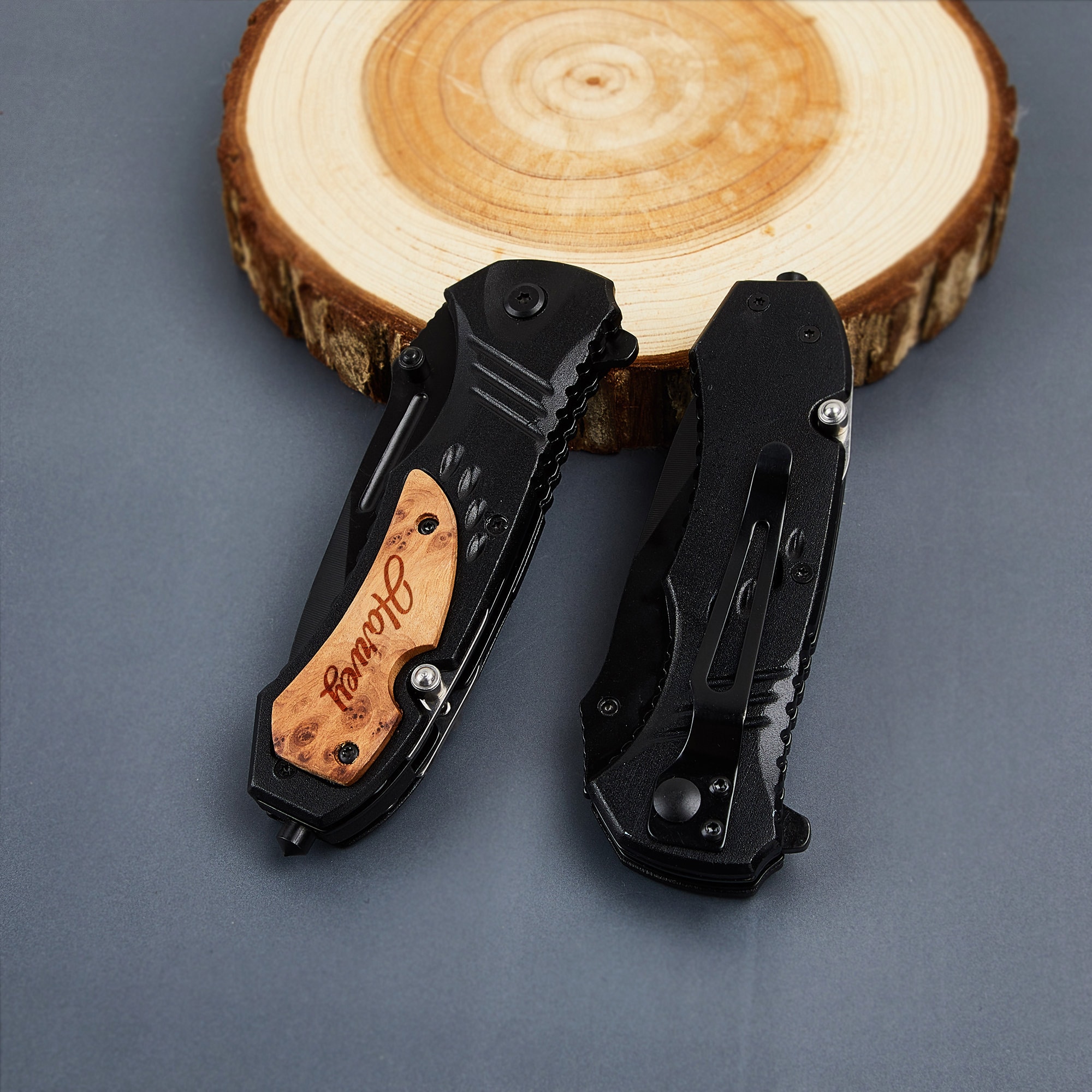 Personalized Name Pocket Knife,engraved Name Unique Gift,wood Handle