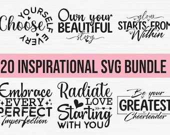 Inspirerande citat SVG-paket: 20 positiva designer (digital nedladdning)