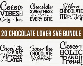 Pacchetto SVG con citazioni sul cioccolato: divertenti disegni sul cioccolato (download digitale)