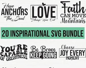 Inspirerande citat SVG-paket: 20 positiva designer (digital nedladdning)