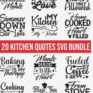 20 Kitchen SVG Bundle, baking svg, kitchen quotes svg, cut files cricut, svg bundle, mock ups