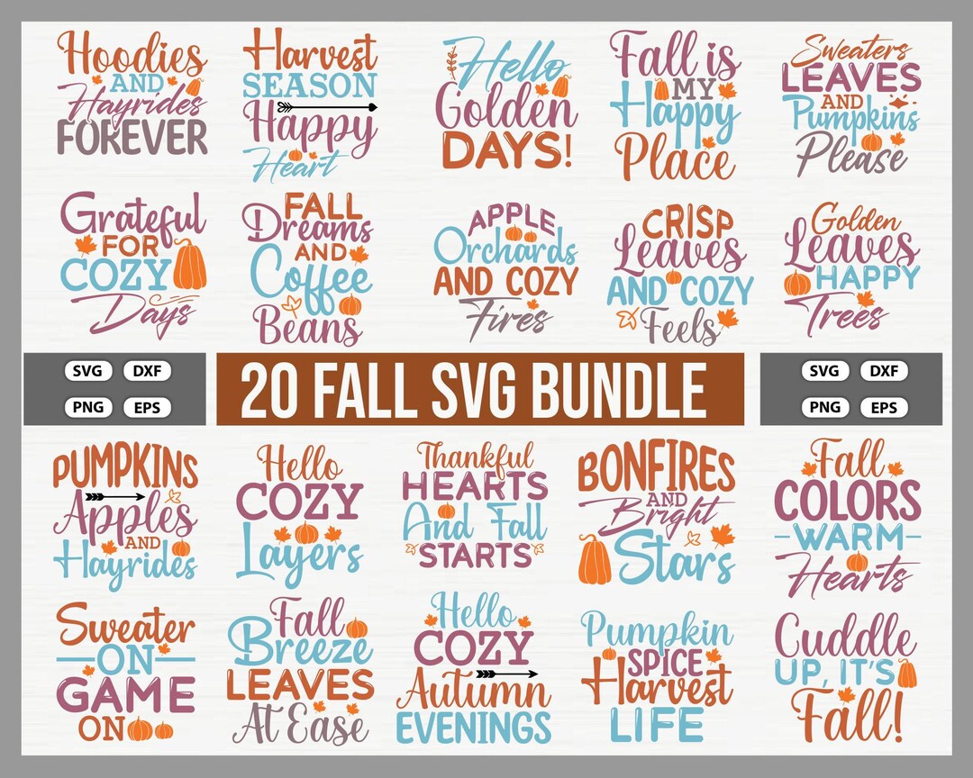 Fall SVG Bundle: 20 Autumn Designs for Cricut (digital Download) - Etsy