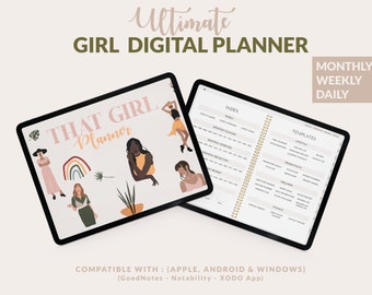 Undated digital planner, that girl planner, ipad planner, 2023 2024 planner, monthly, daily