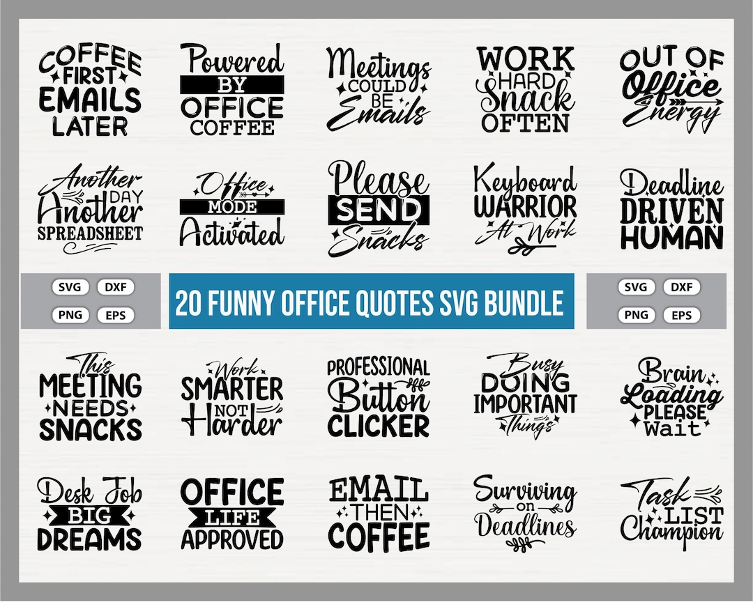 Funny Office Quotes SVG Bundle, Work Humor Designs (digital Download ...