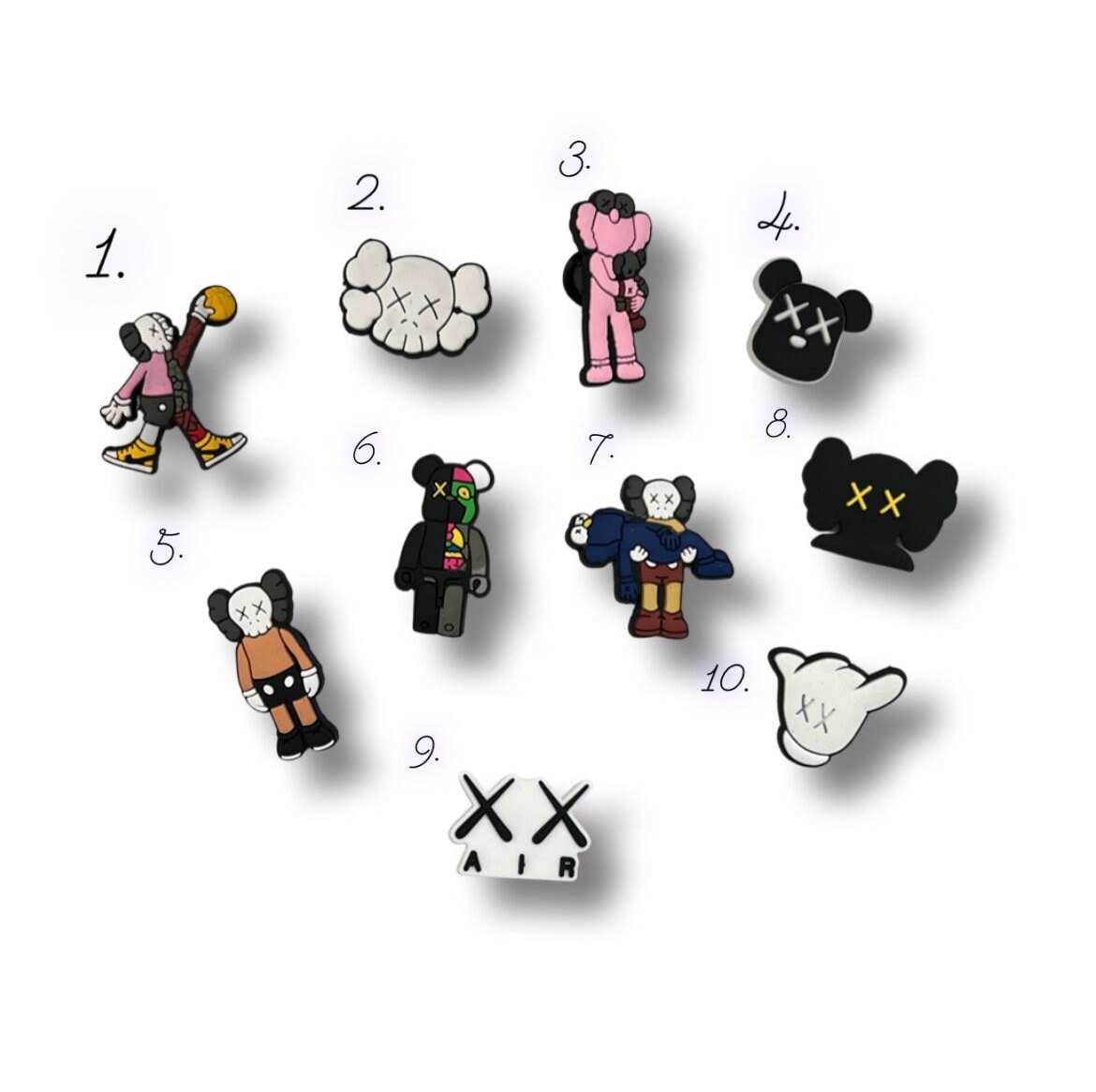 Set of 9 Rare KAWS croc charms, kaws jbbits for crocs, kaws gifts,  hypebeast