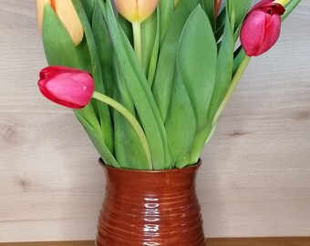 Keramik Vase rot getöpfert handgemachte Blumenvase individuelles Geschenk zum Muttertag Geburtstag handmade