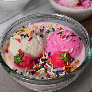 Vanilla Strawberry Ice Cream Dessert Candle