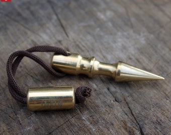 Marlin Spike  Brass Keychain - Sharp Tool for Camping & Hiking Pocket Tool Fine Point Every Day Carry and Paracord Tool