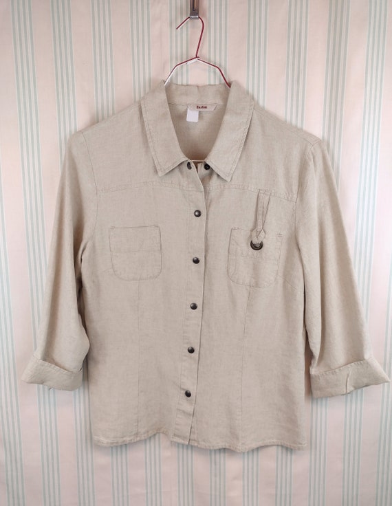 BLOUSE EN MÉLANGE LIN SANS MANCHES pour Femme | CA