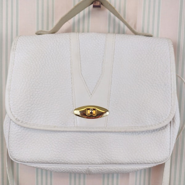 Sac cartable en cuir blanc