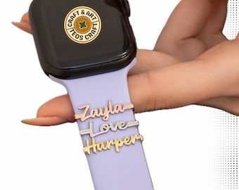 Apple Watch Personalized Name Charm Gift 925 Silver, 14K Gold, Rose Gold