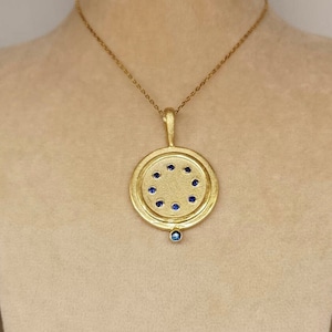Blue Sapphires Necklace 925 Silver Gold Pendant Necklace