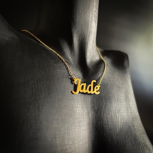 14K Solid Gold Name Necklace Personalized  - Custom Nameplate Necklaces