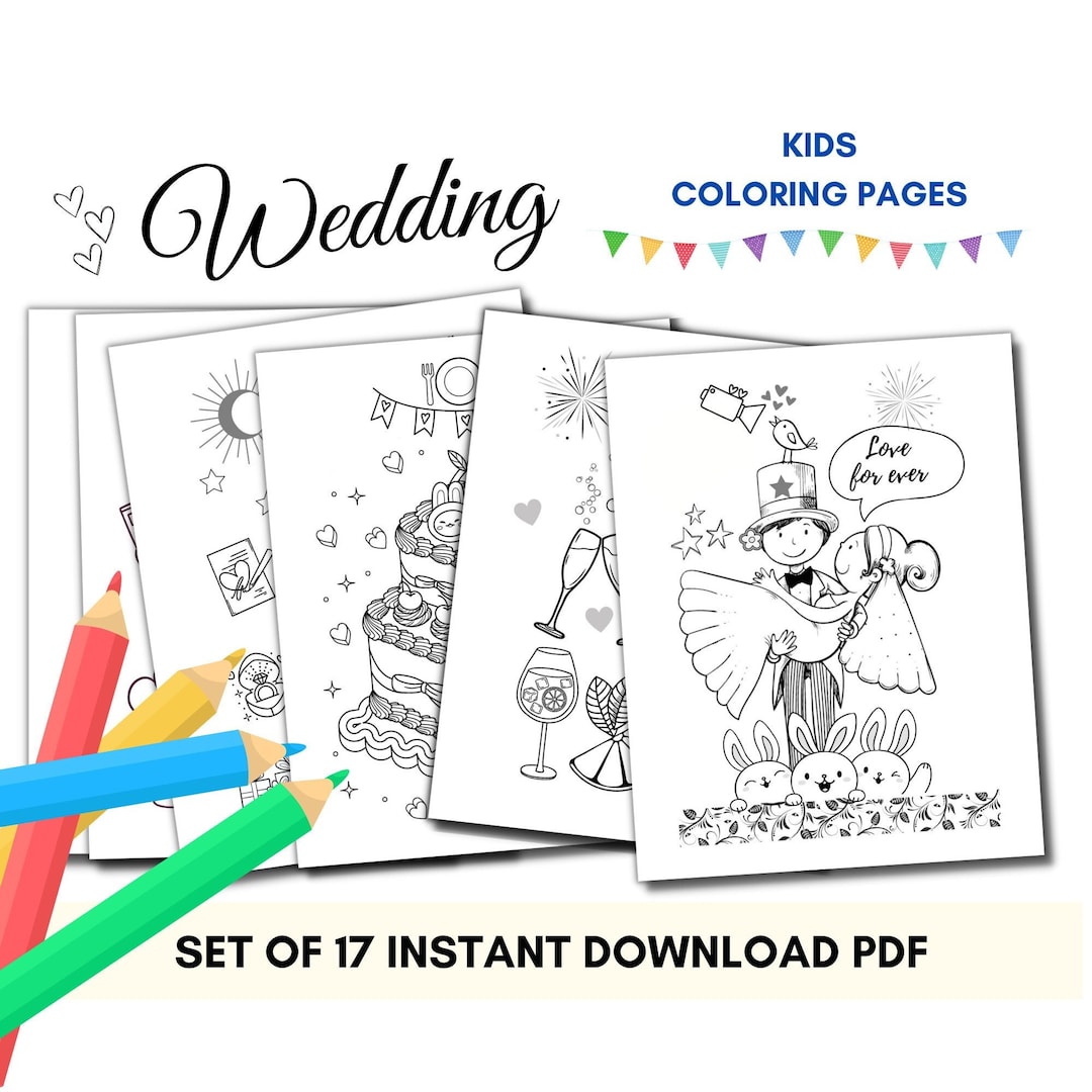 Printable Wedding Coloring Pages for Kids - Instant Download PDF ...