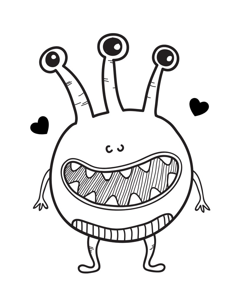 Printable Monsters Coloring Pages Format A4 Creative Activity Etsy