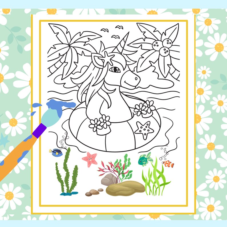 10 Unicorns Coloring Pages, Format A4, Printable Coloring Pages, Child ...