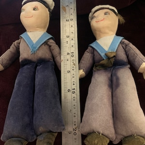 Norah Wellings style pair of sailor dolls - Sealink and Sarnia- retro vintage