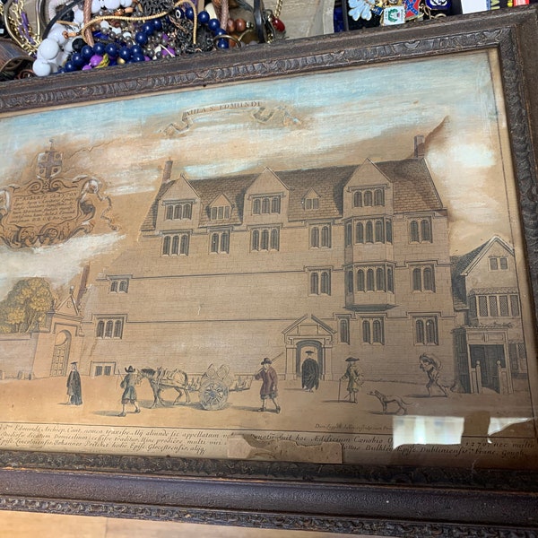 Antique 3d print St Edmonds Oxford - in frame and under glass - very original