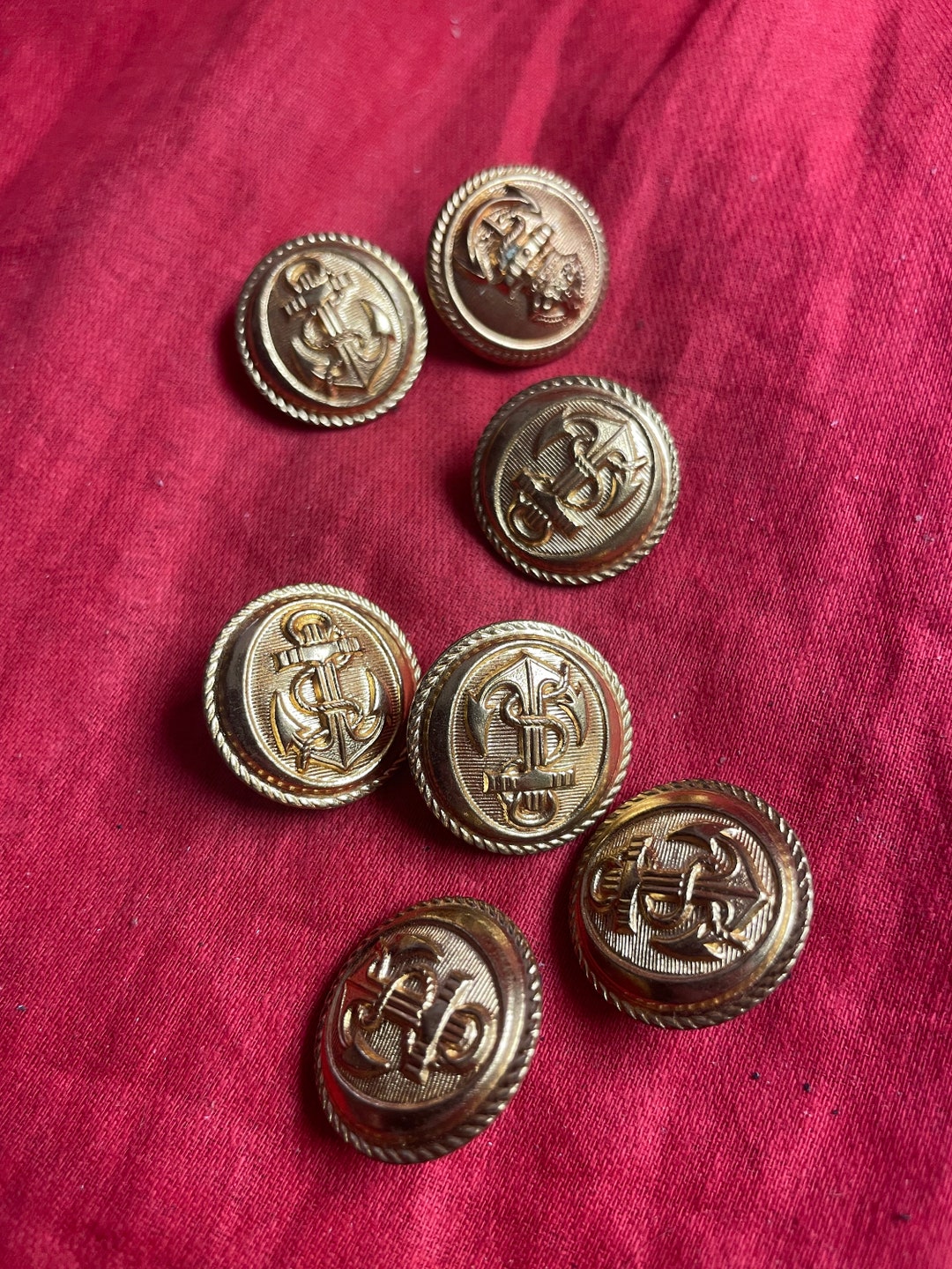 Shell Navy Button Seven Shiny Navy Uniforms Buttons - Etsy