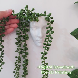 Girls Face Head Flower Planter STL FILE, Stl File For 3D Printer, Wall Planter With Drainage, Plant Pot With Drainage, Flower Planter