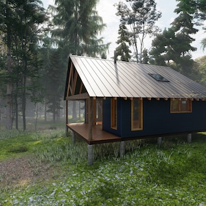 Betaalbare Tiny House/ADU/Cabin - 715 vierkante voet - plannen direct downloaden