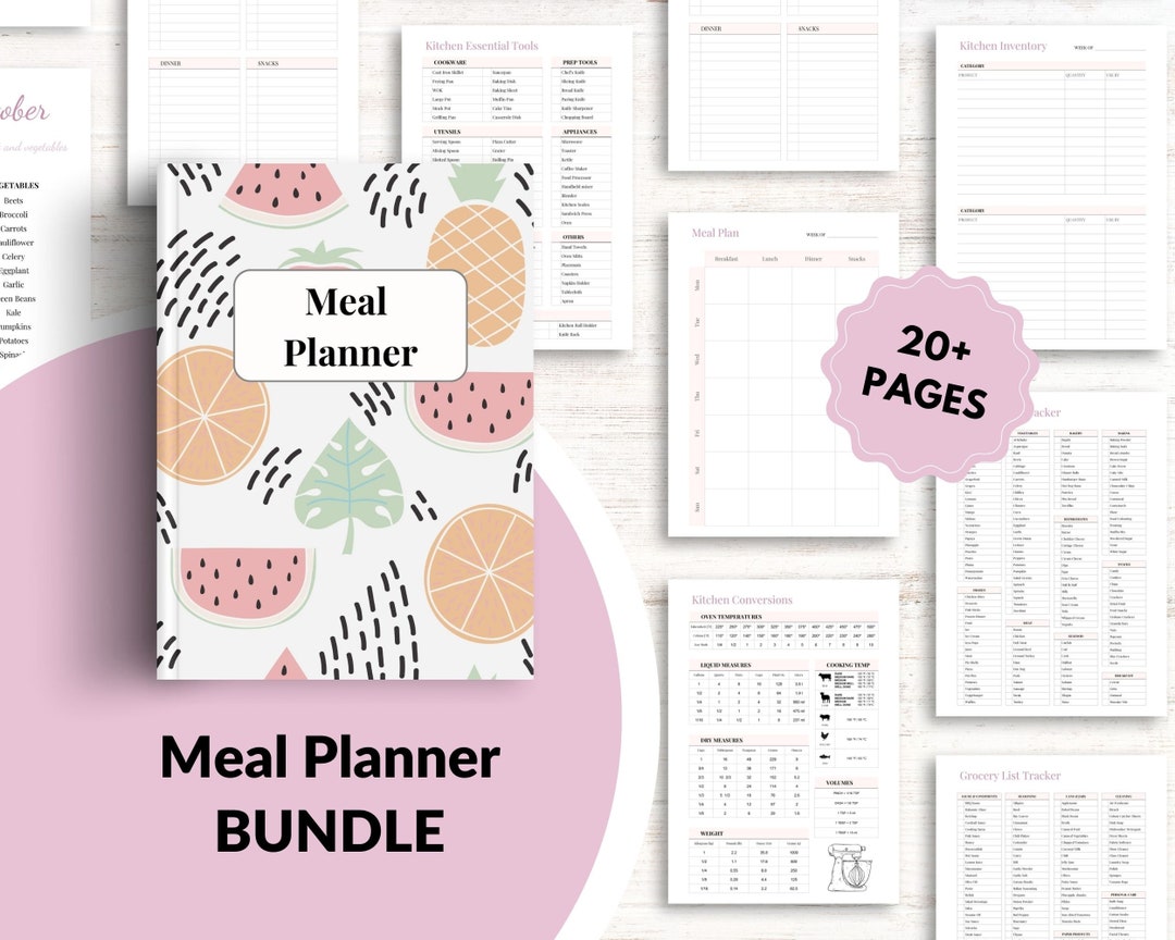 Family Printable Meal Planner and Kitchen Conversion BUNDLE - Etsy