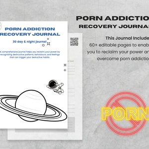 Pornography Addiction Recovery Journal, editable digital download, printable, identify triggers and reboot your mind image 1