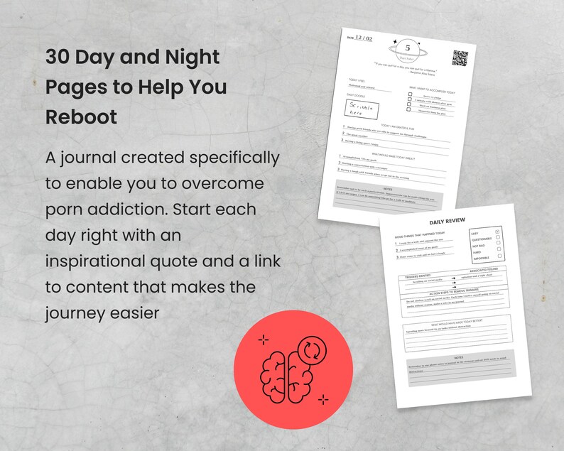 Pornography Addiction Recovery Journal, editable digital download, printable, identify triggers and reboot your mind image 2