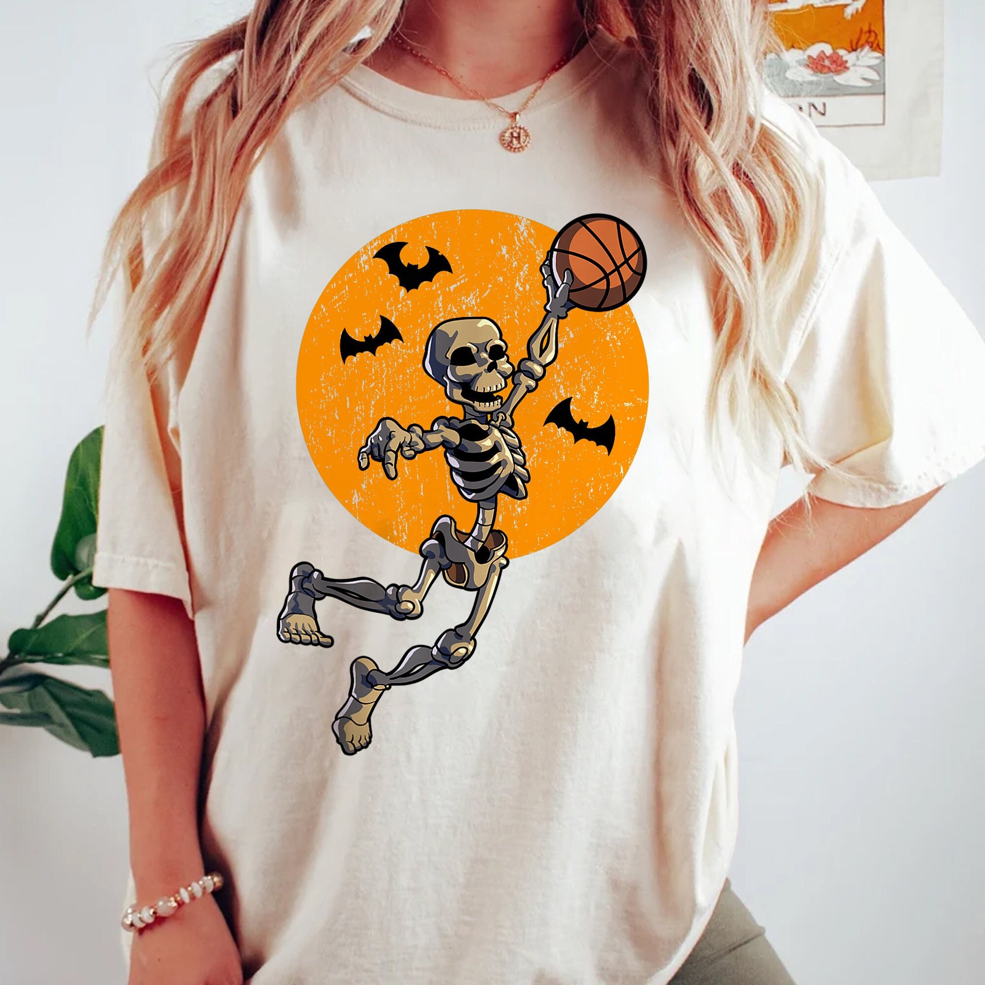 Halloween Skeleton Basketball Player Skull Hands Tshirt-Teechatpro