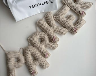 Personalized Crochet Name Garland: Pink & Gold Nursery Decor