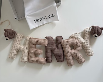 Crochet Name Garland: Bear Accent, Custom Nursery Decor