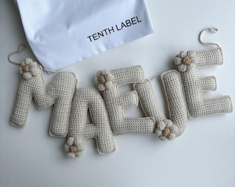 Crochet Name Garland with Flowers: Personalized Nursery Decor