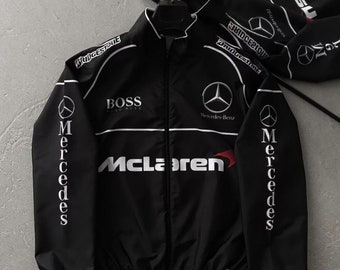 Giacca Mercedes Benz F1 Team - Impermeabile ad alte prestazioni per gli appassionati di corse, regalo da collezione di sport motoristici, tessuto sottile per paracadute